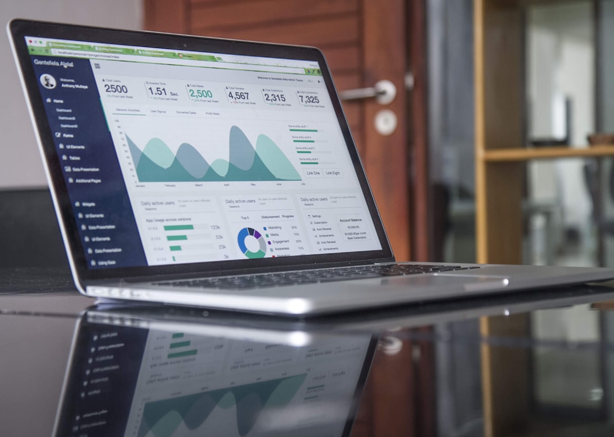 Financial analytics dashboard on a laptop